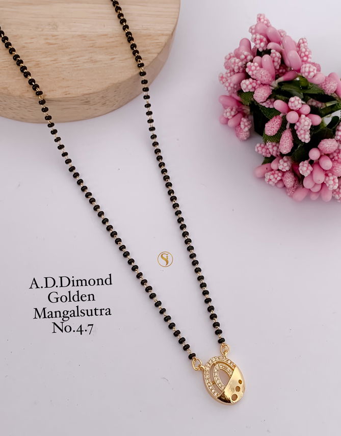 17 Daily Wear AD Diamond Golden Mangalsutra Wholesale Price In Surat
